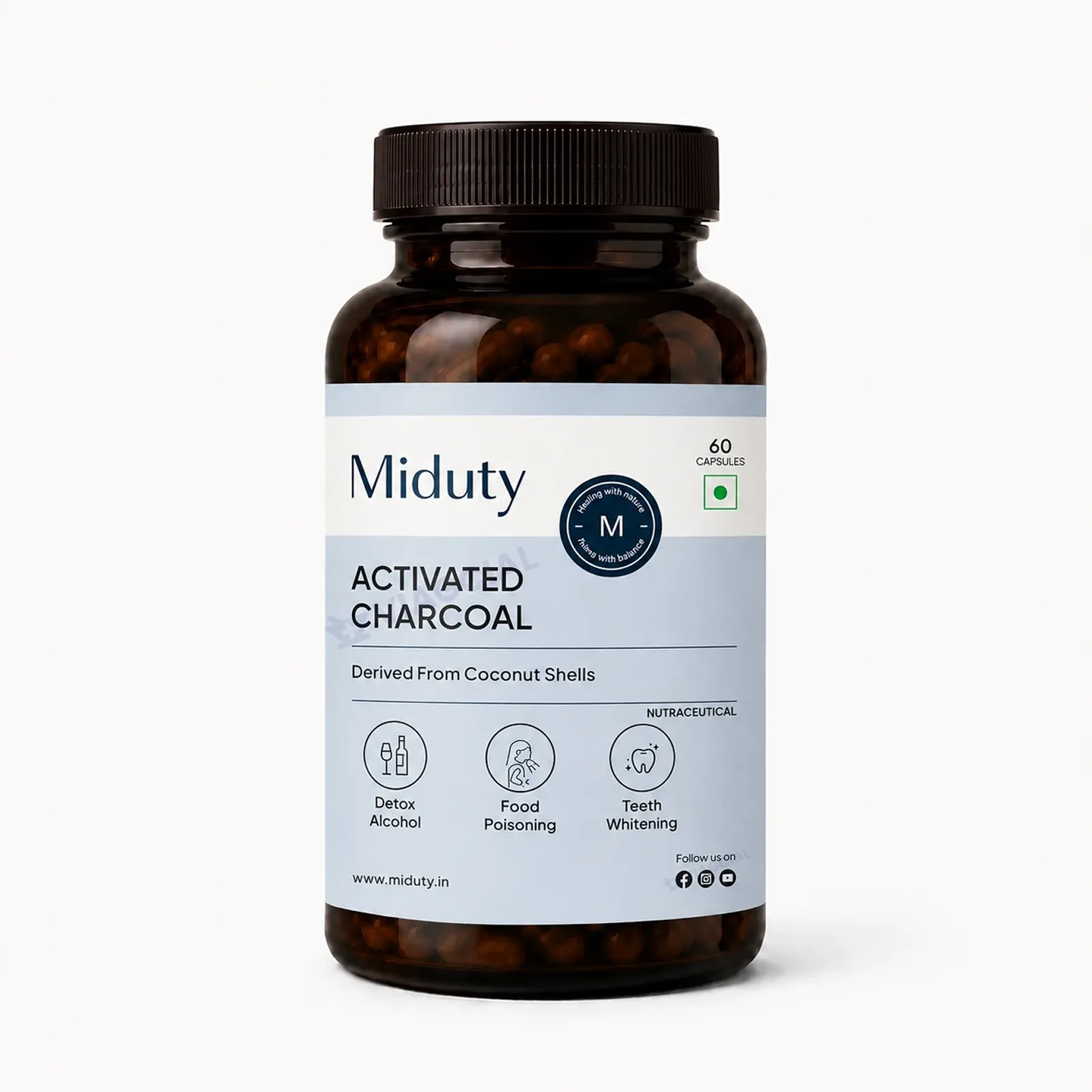 Miduty Activated Charcoal - 600mg (60 Tablets) 1 Miduty Activated Charcoal - 600mg (60 Tablets)
